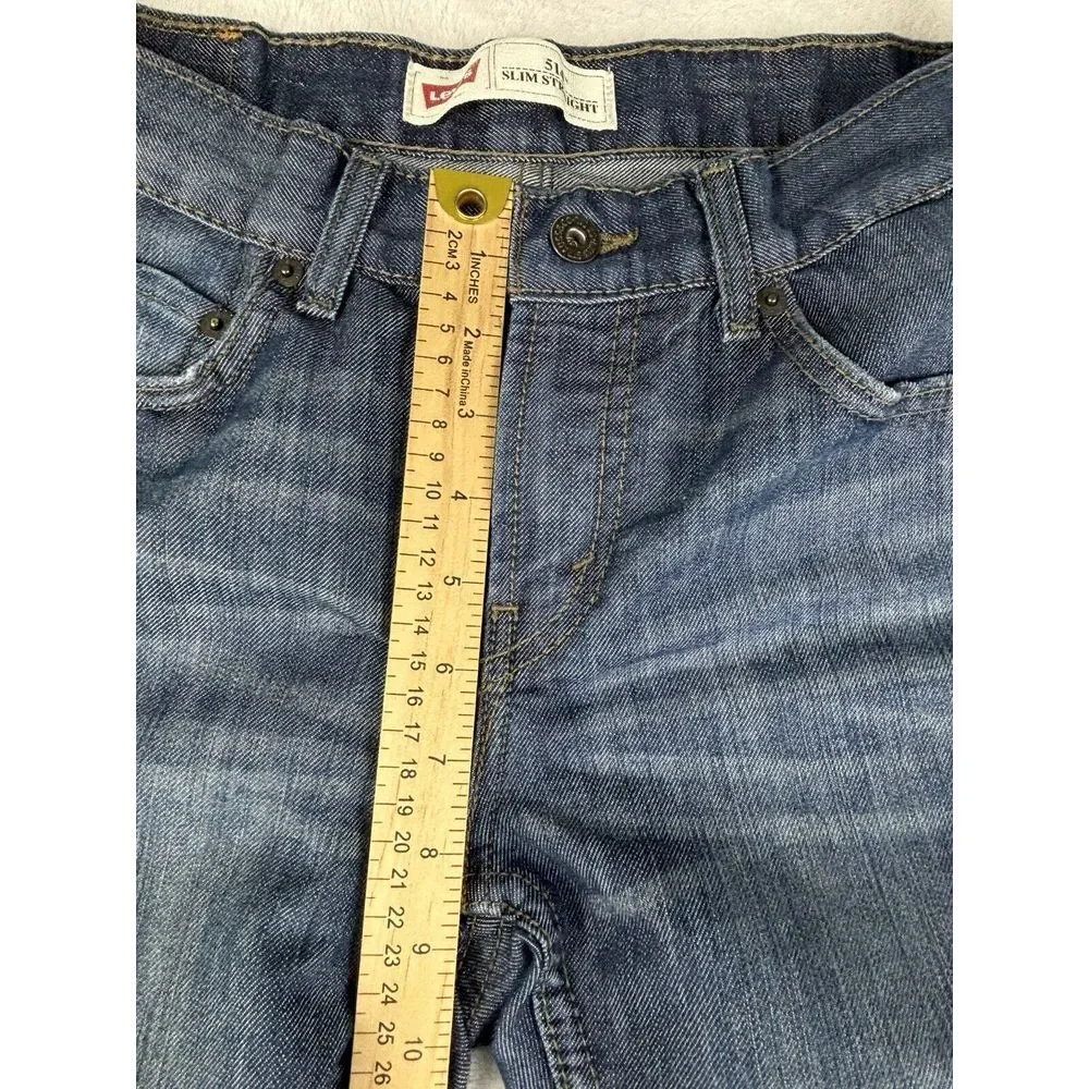 Levi's 514 Jeans Boys Blue Slim Straight Size 10M Husky 30x26 (30x27 Measured)‎